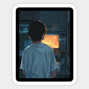 Retro Anime Boy Kitchen Vintage 70s 80s 90s Sticker